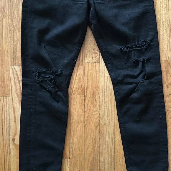 Agolde sz 27 jeans black intentional distressed knees great pre owned condition - Picture 2 of 8